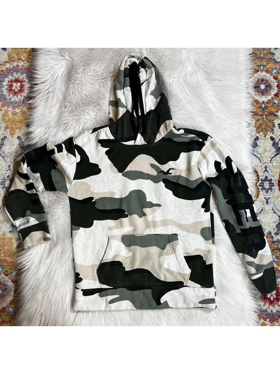 Hollister Tops - Hollister Womans Hoodie Sweatshirt Camo Multi Pullover Pocket Fleece Small